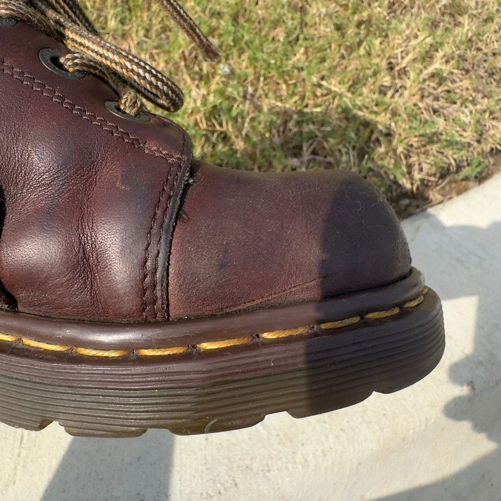 Dr Martens Boots Kid UK2/US3 Brown Leather Grunge Y2K 90s Chunky Made in England